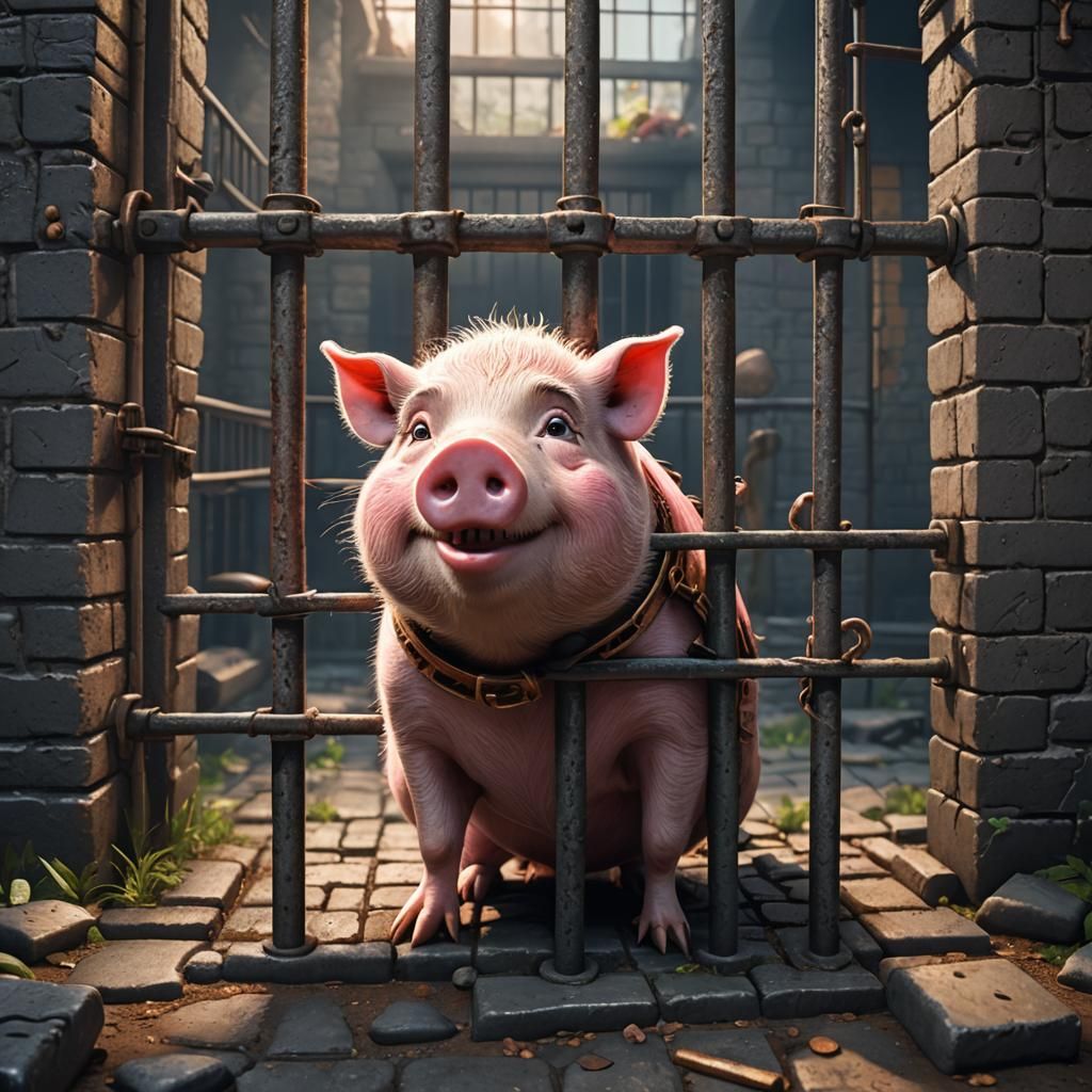 Peppa Pig in Jail: Detailed Matte Painting