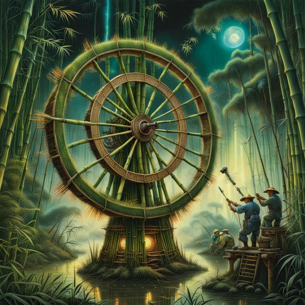 Ancient Chinese Drill with Bamboo Wheels