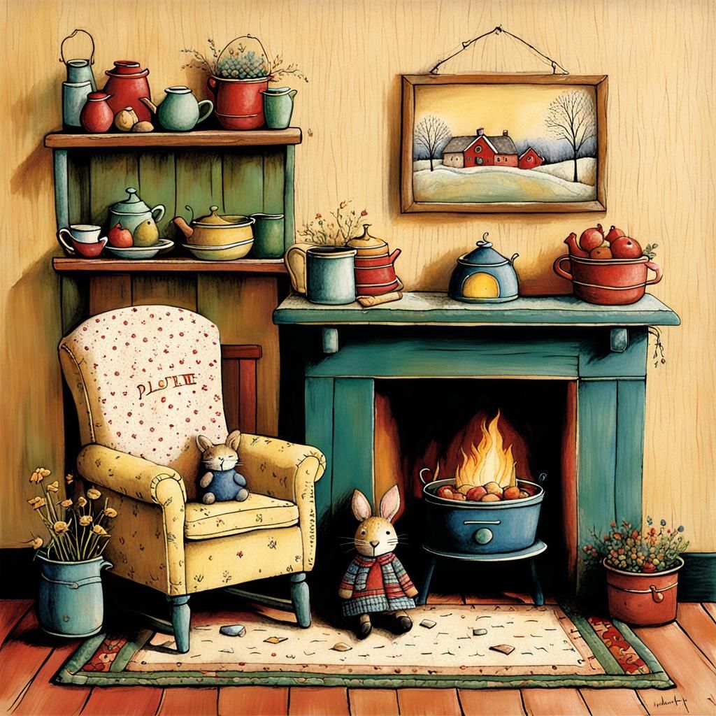 Whimsical Winter Wonderland Scene in Watercolor Style