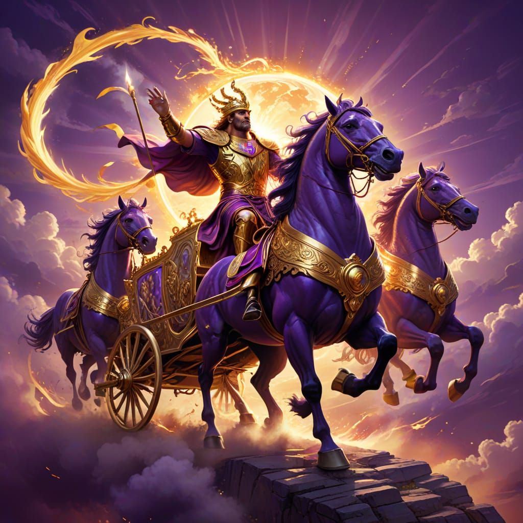 Hyperion's Fiery Chariot: A Mythological Vector Art