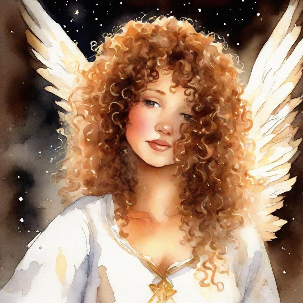 Whimsical Christmas Angel Watercolor Illustration