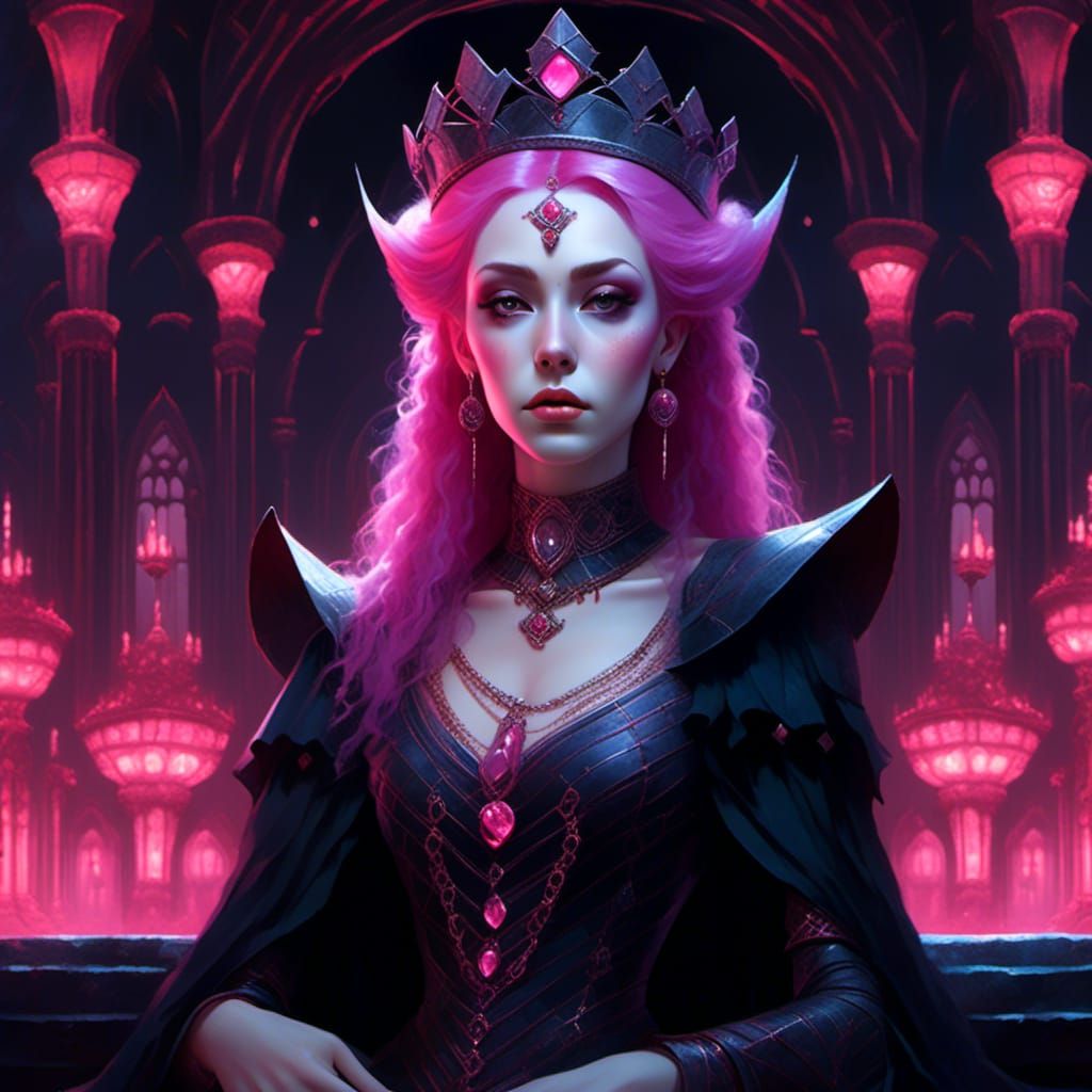 Drow Queen in Hyperrealistic Sci-Fi Underground City