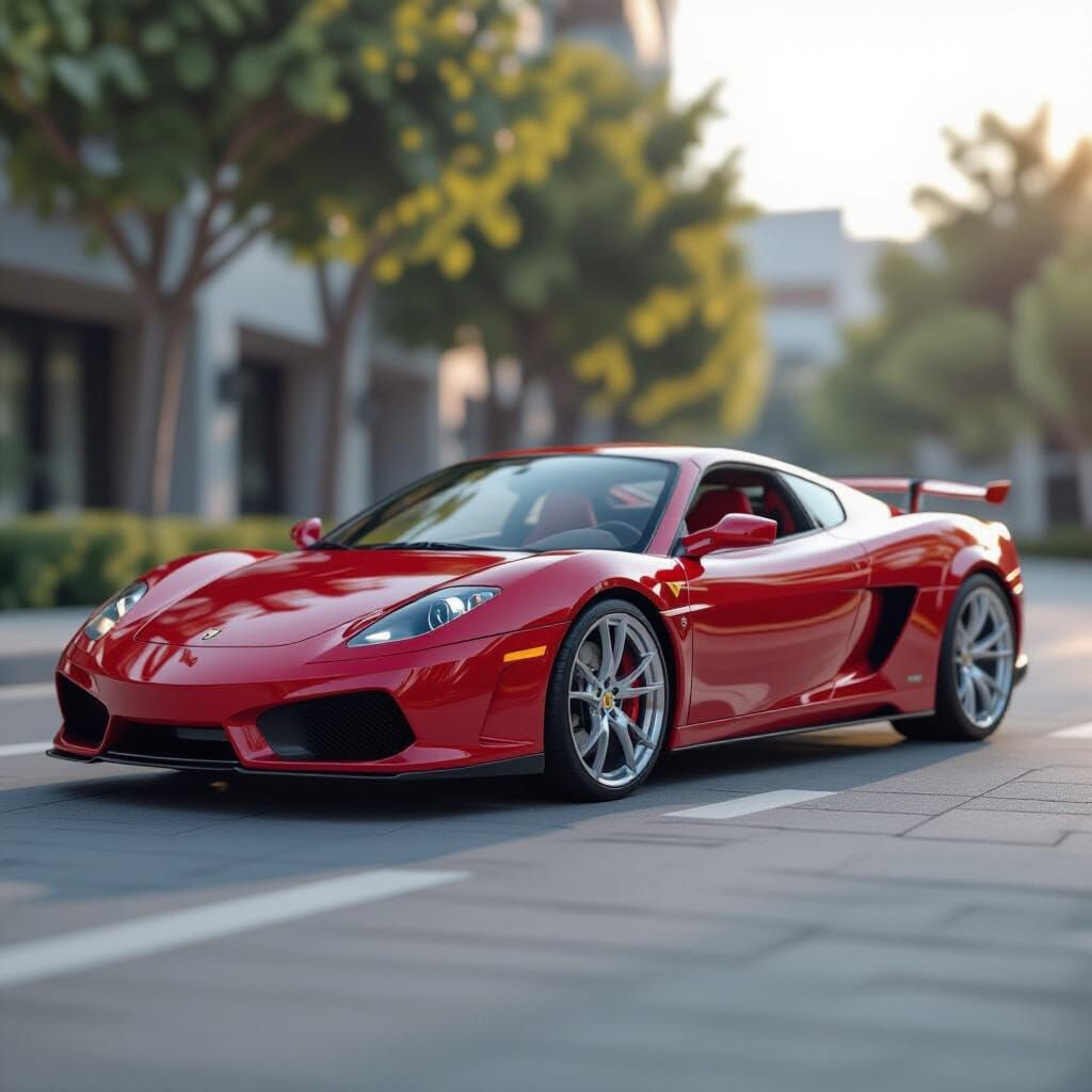 Red Sports Car with Luxury Interior, Automotive Photography