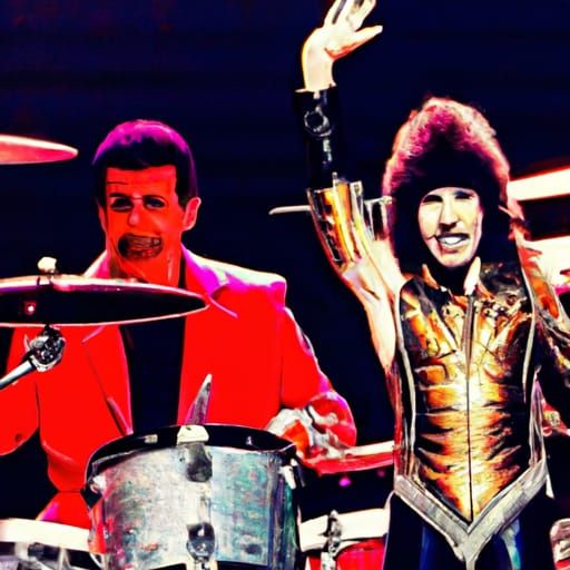 Handsome Drummer in Disco Outfit, Cel-Shaded Anime Art