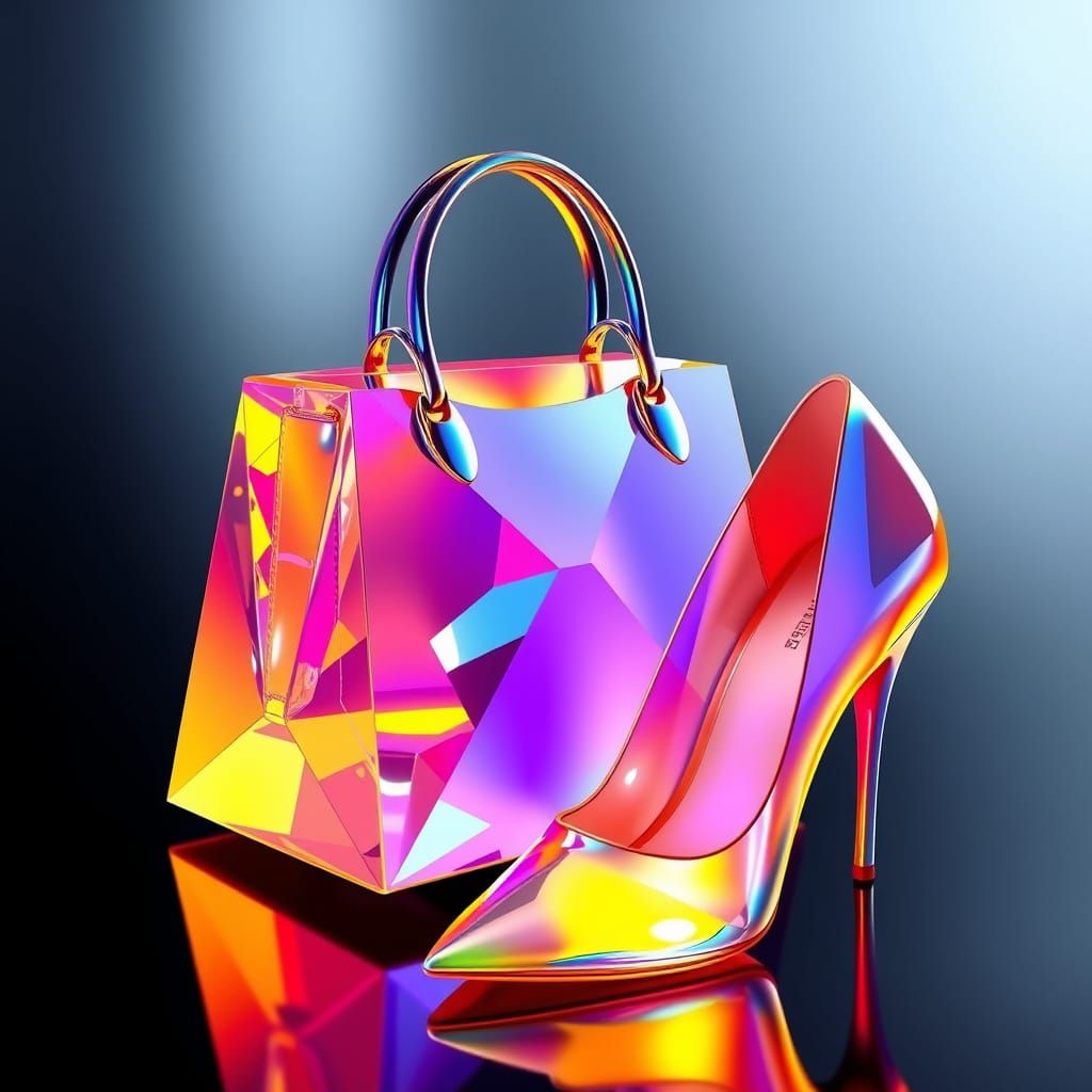 Iridescent Prism Transforms into Futuristic Bag and Shoe
