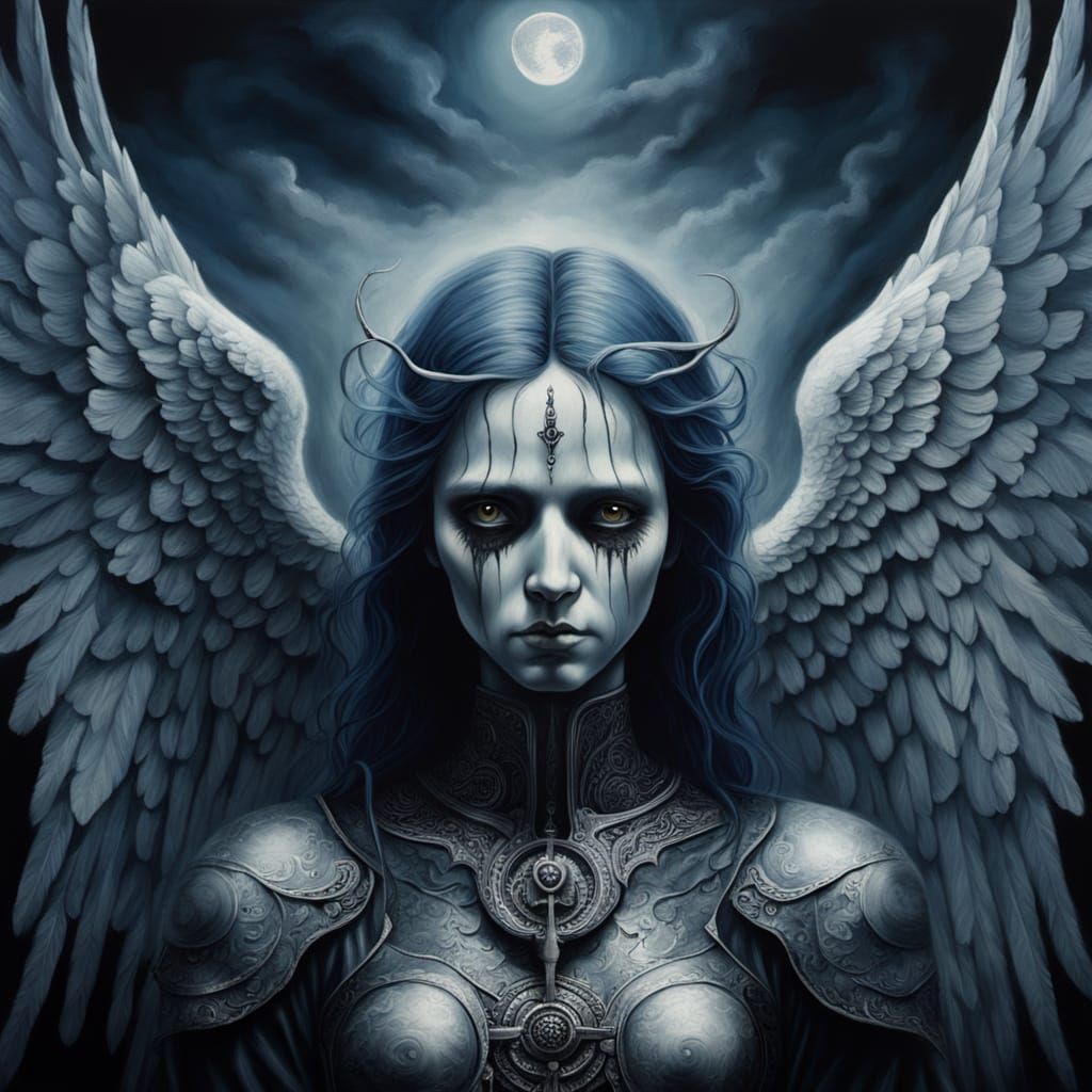 Surreal Angel of Death Confronts Two Realms