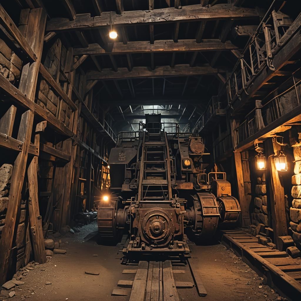 Ominous Dark Mineshaft in Cinematic Realism