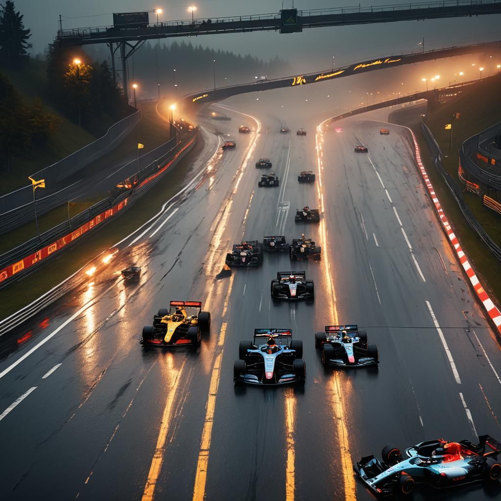 Formula 1 Cars Racing on Track in Germany