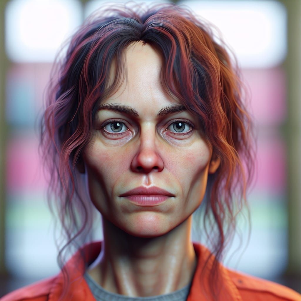 Realistic Portrait of Woman in Prison Uniform