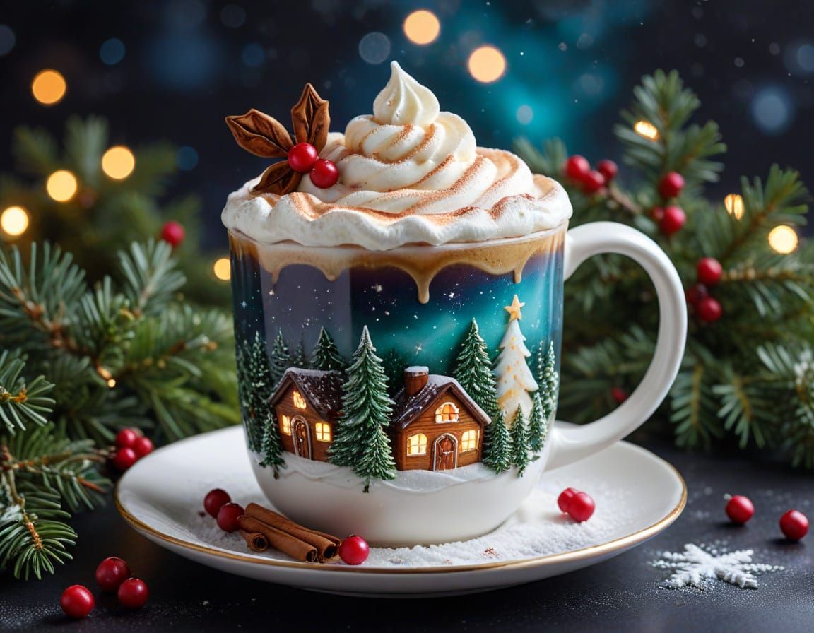Whimsical Christmas Coffee with Cranberry, Cinnamon, and Nut...