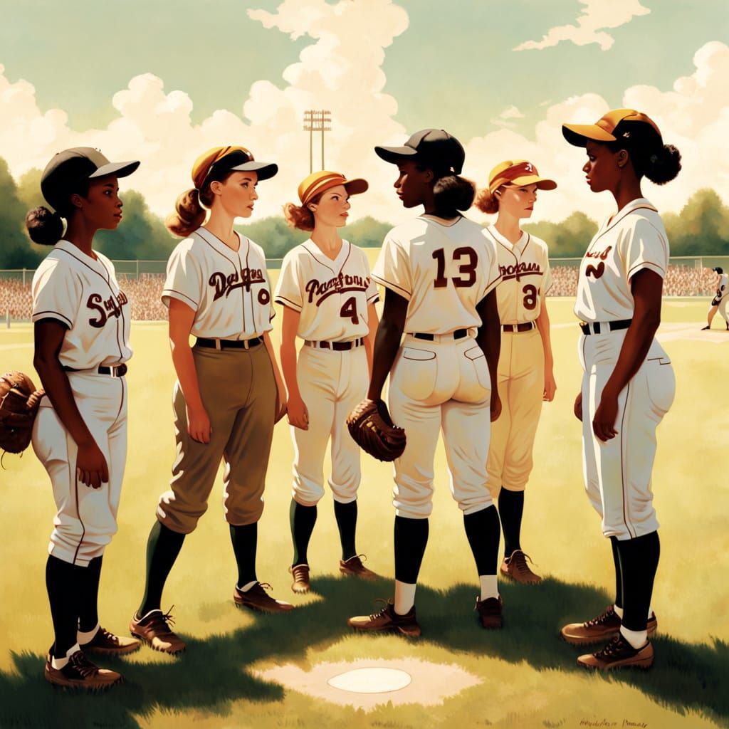 Classic American Baseball Scene in Norman Rockwell Style