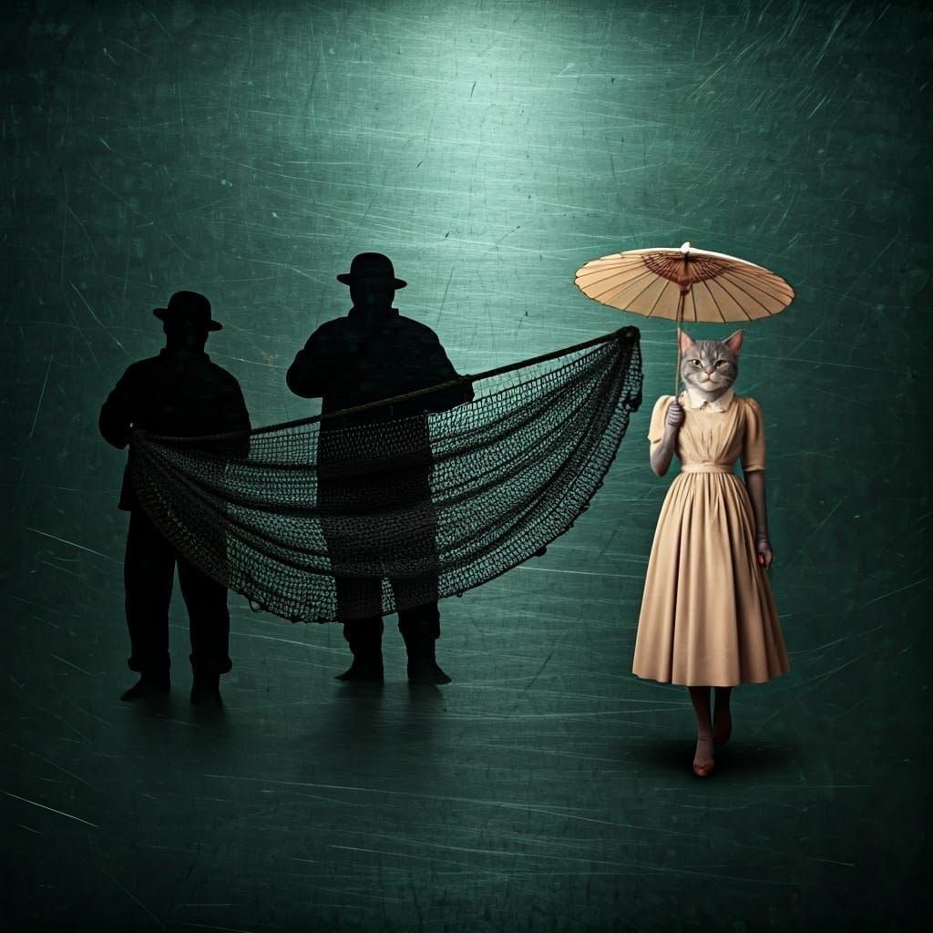 Sweet Cartoonish Feline Portrait in Gray