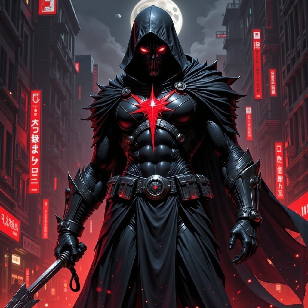 Grimdark Shadow Guardian in Modern Stealth Style