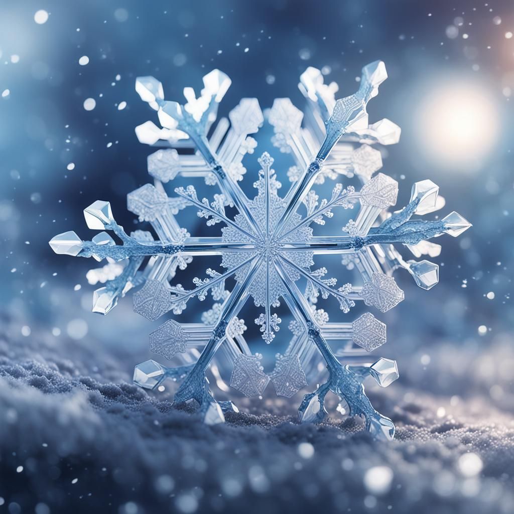 Detailed Micro Photograph of a Snowflake in Anime Style