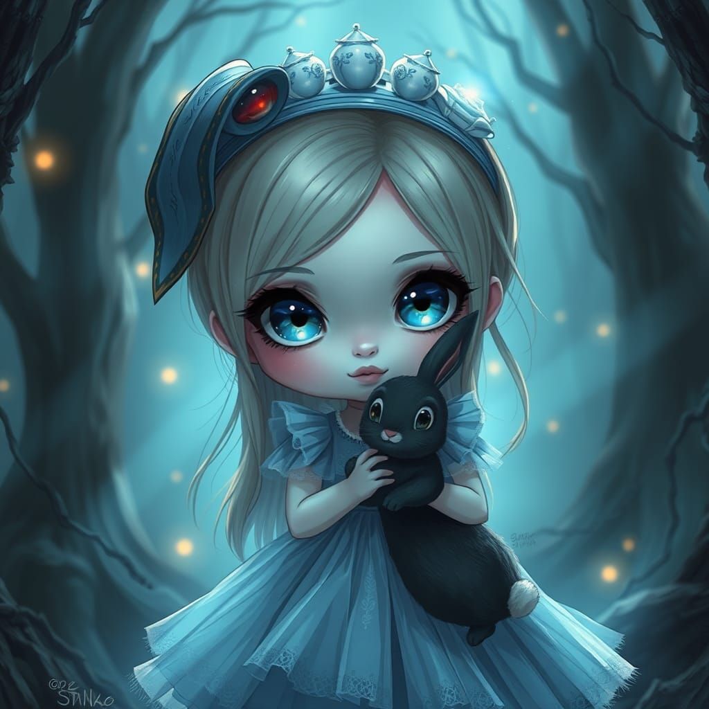 Chibi Alice in Dark Wonderland: Digital Matte Painting