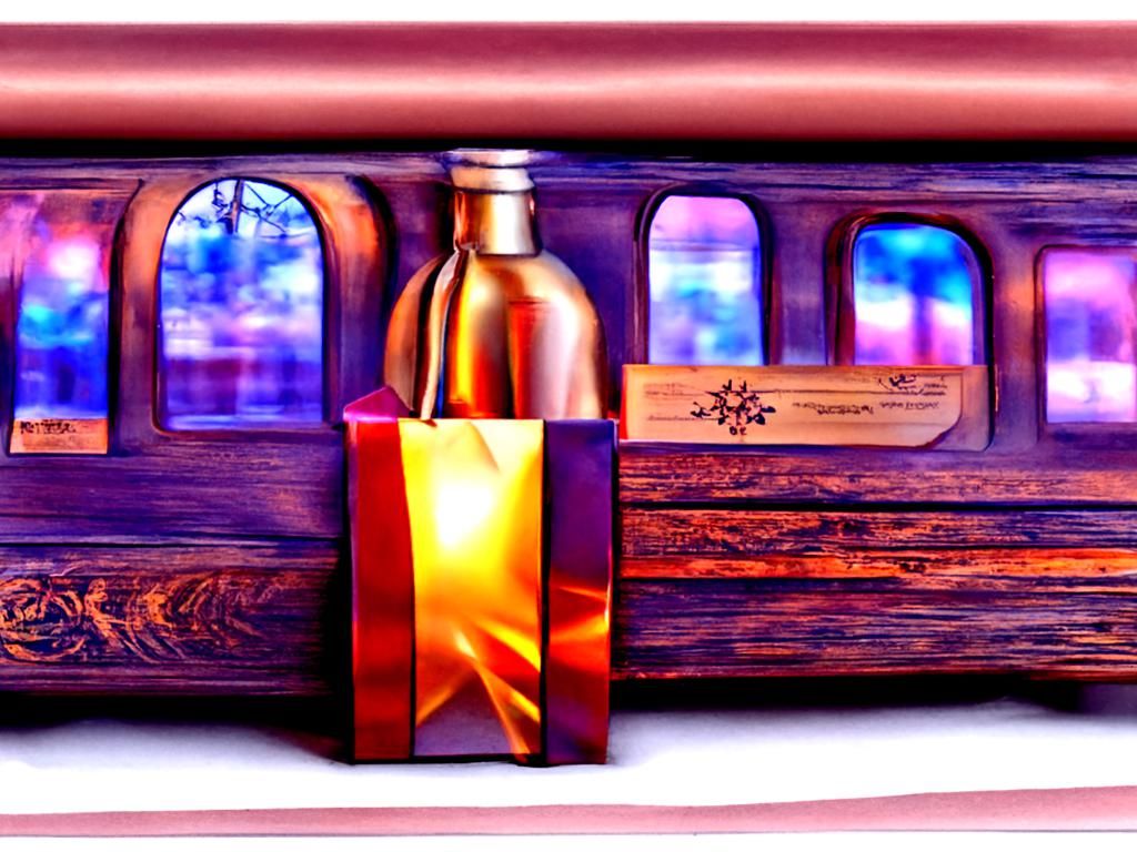 Festive Train Interior with Christmas Gifts