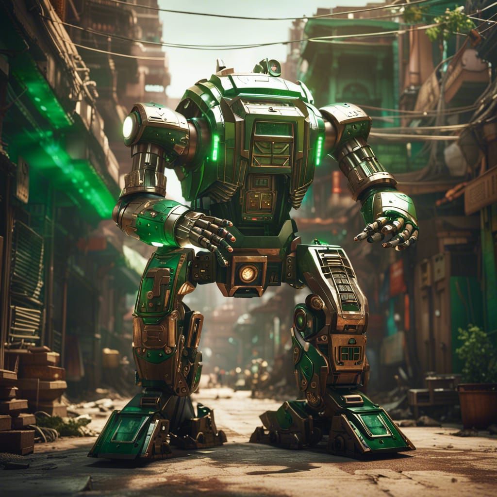 Giant Transformer Robot in Ancient Indian Streets