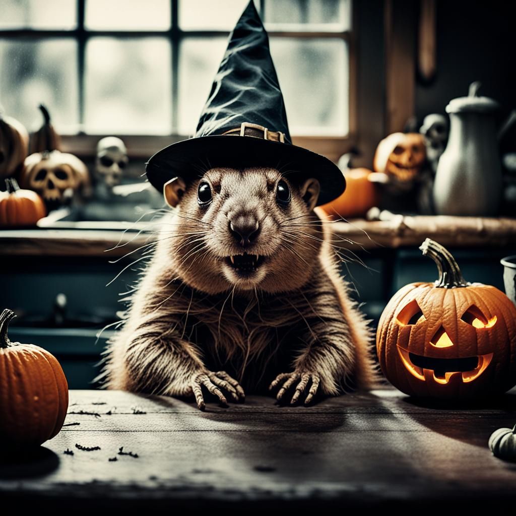 Menacing Gopher's Halloween in Retro Film Noir Style