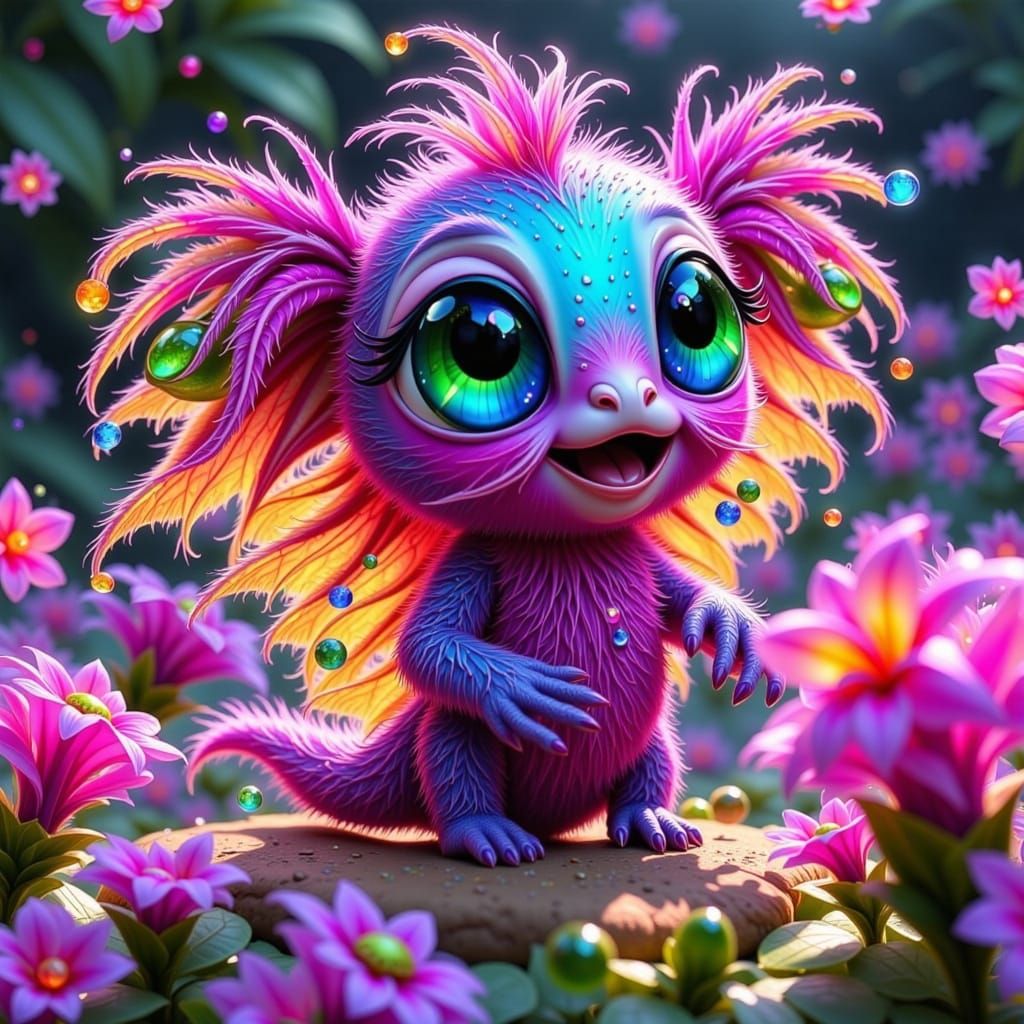 Whimsical Fae World with Rainbow Berry Monster and Bouncy Pe...