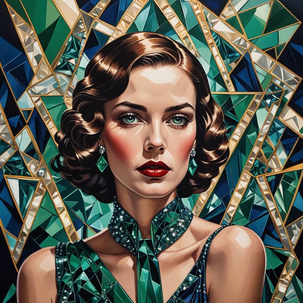 Pop Art Portrait in Art Deco Style