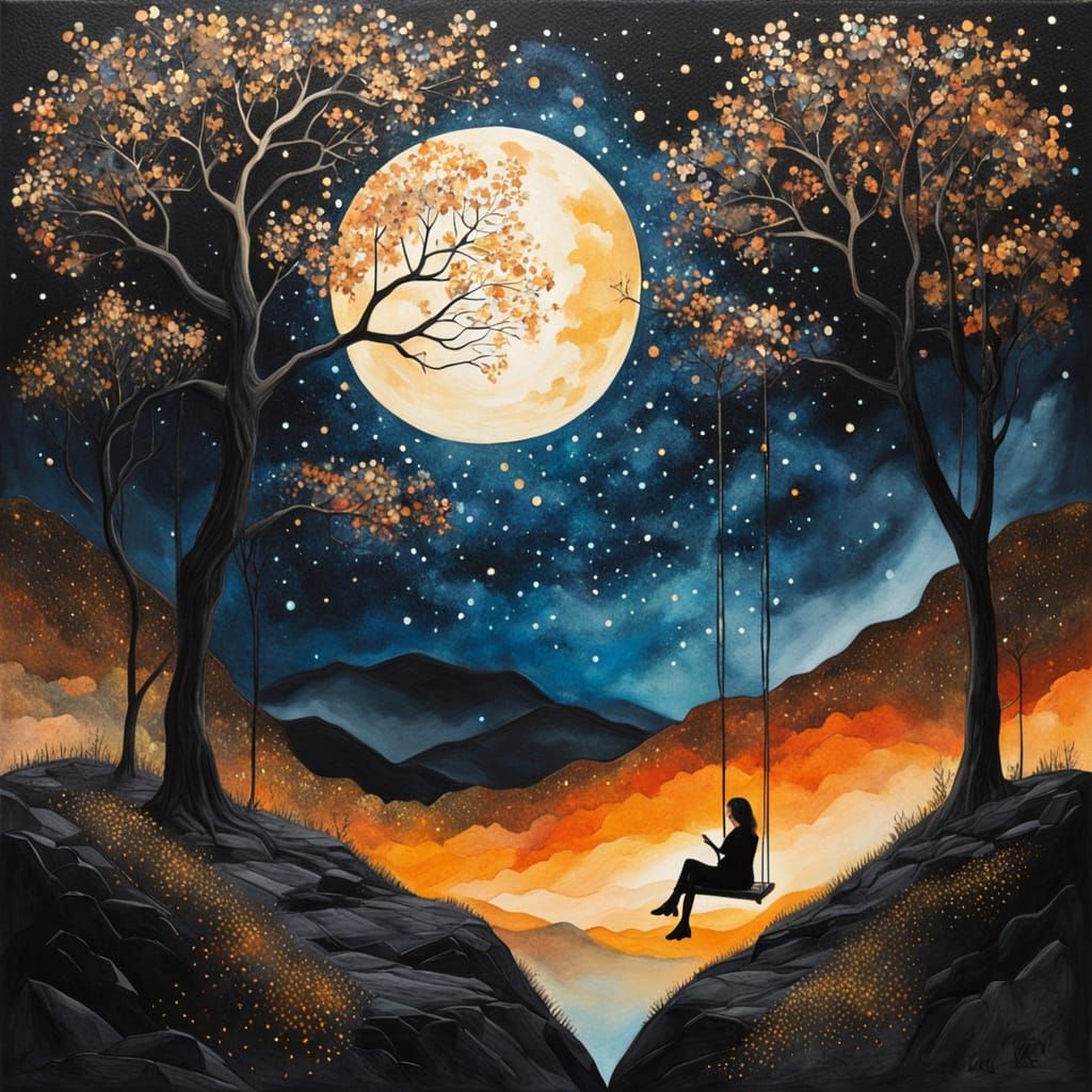 Starry Swing Over Autumn Horizons