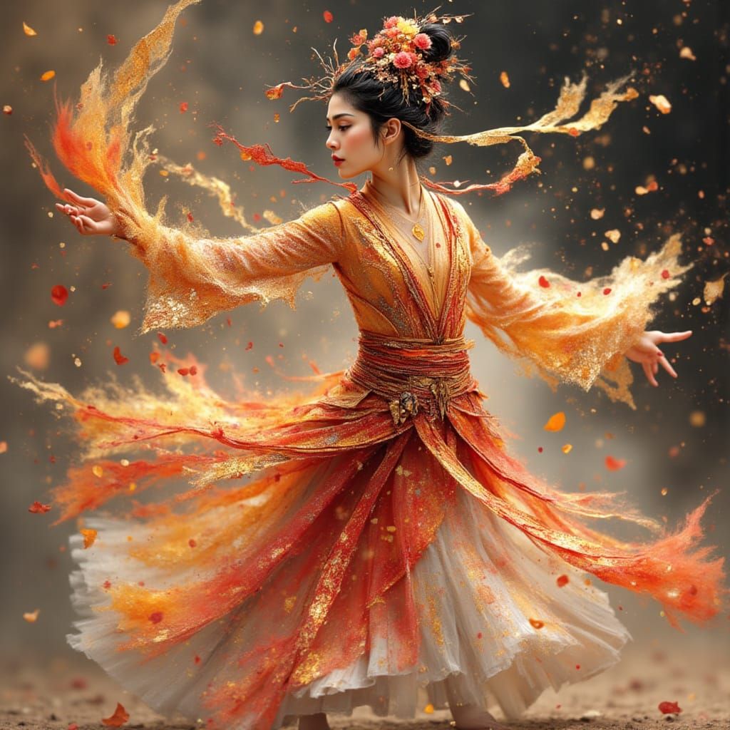 Han Dynasty Ribbon Dancer in Vibrant Anime Style