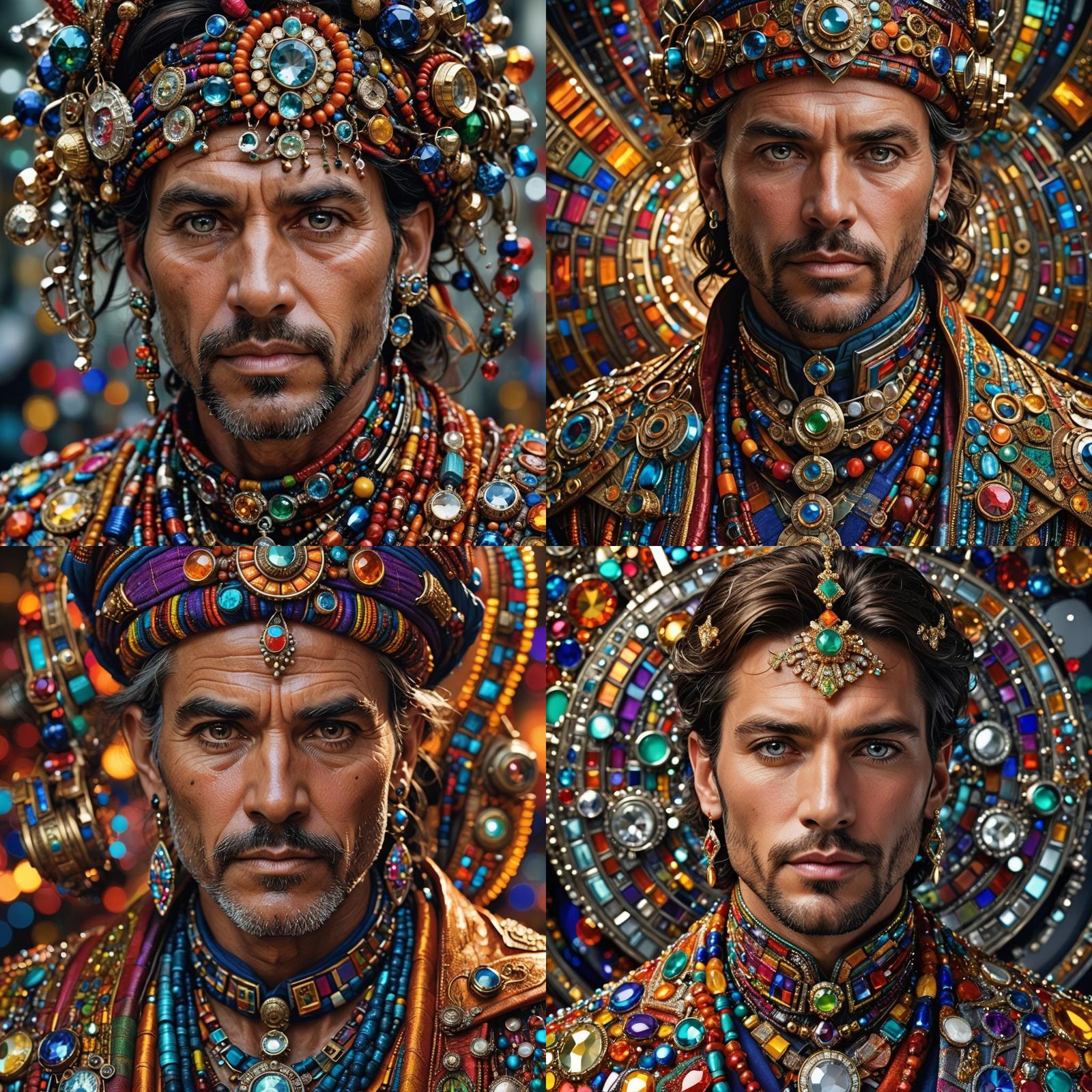 Hyperrealistic Portrait of Man with Futuristic Jewelry