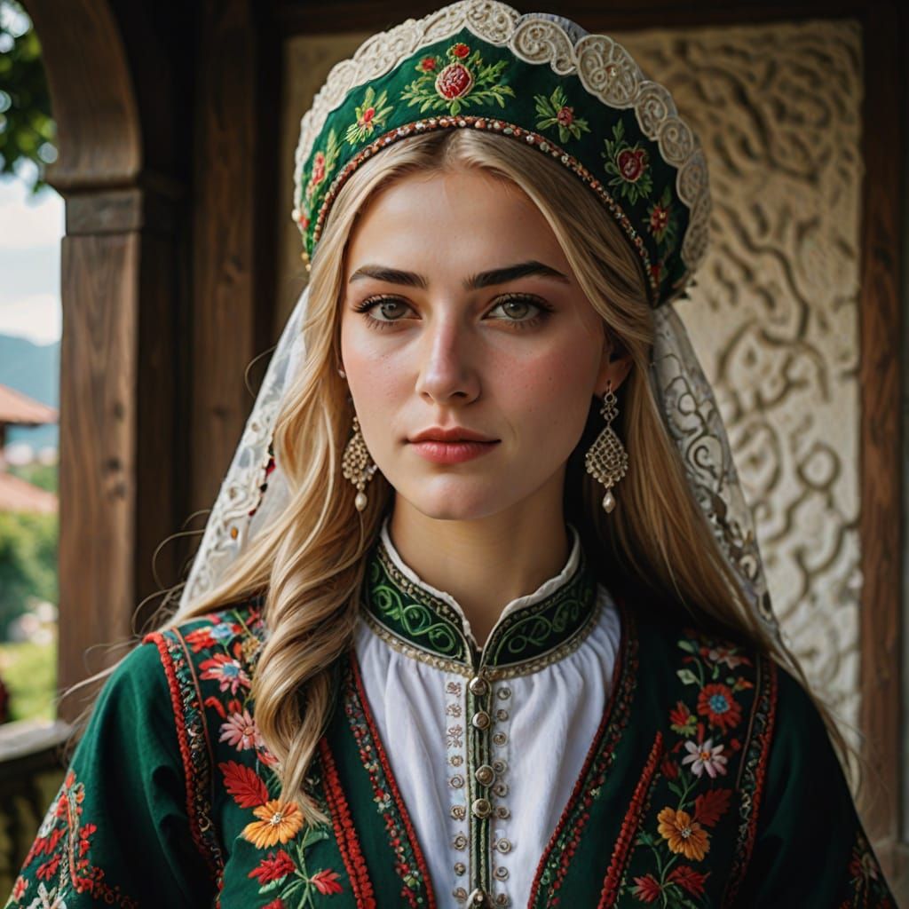 Young Woman in Authentic Trabzon Folk Costume