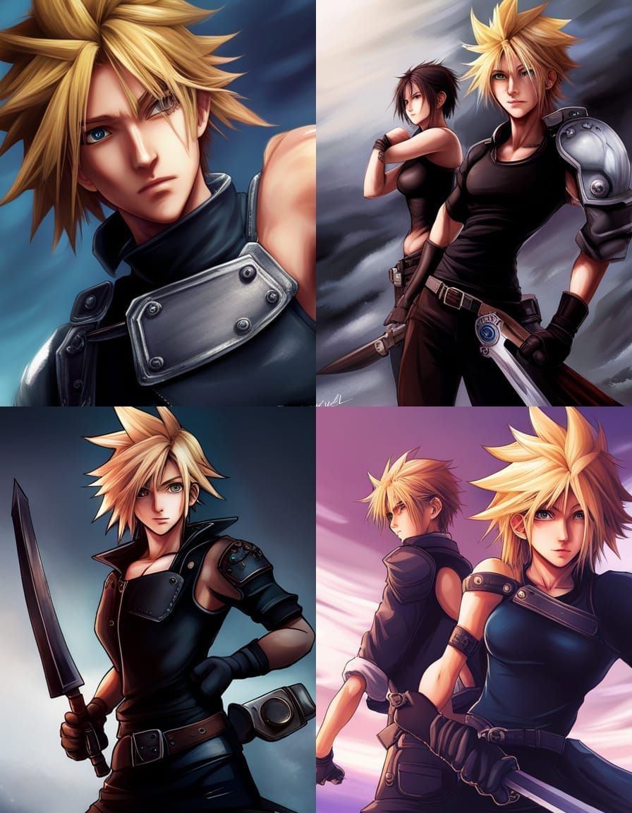 Genderbent Cloud Strife: Manga Style Illustration