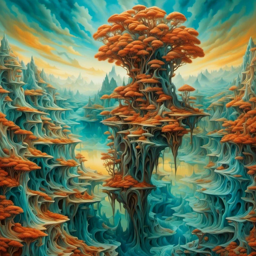 Surreal Alien Landscape with Optical Illusions