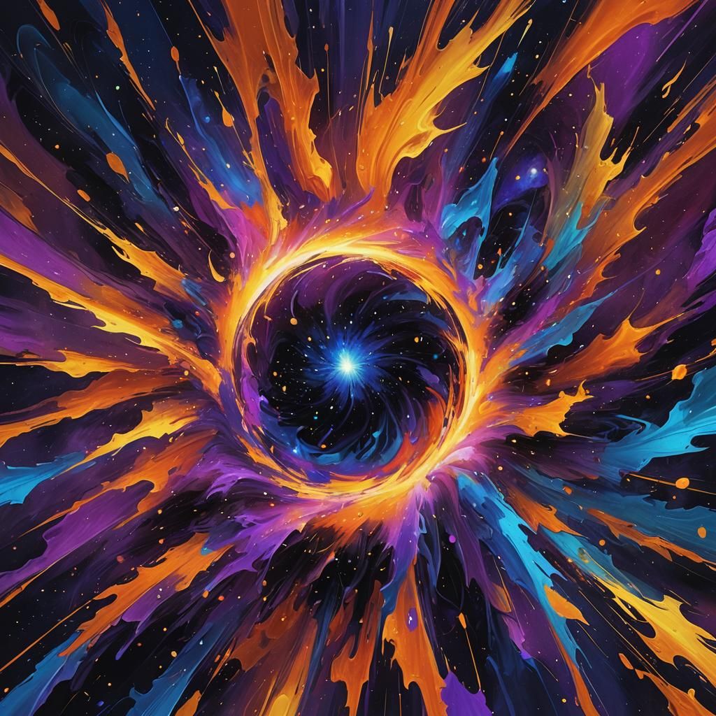 Vibrant Cosmic Abstract Art: Swirling Black Hole
