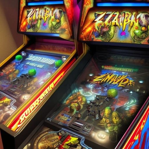 Zombie Pinball Arcade Machine in Comic Book Art