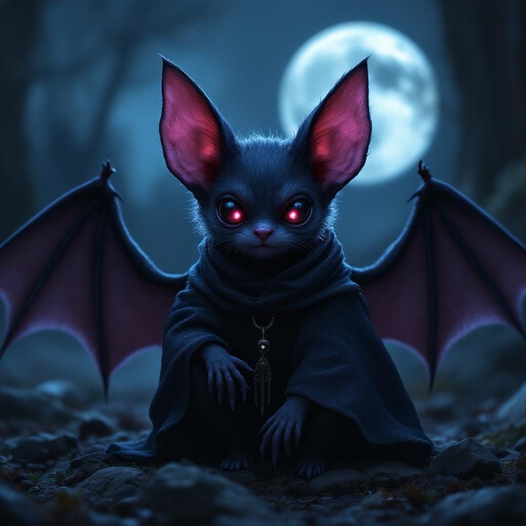 Cute Bat with Ominous Aura in Mystical Realism