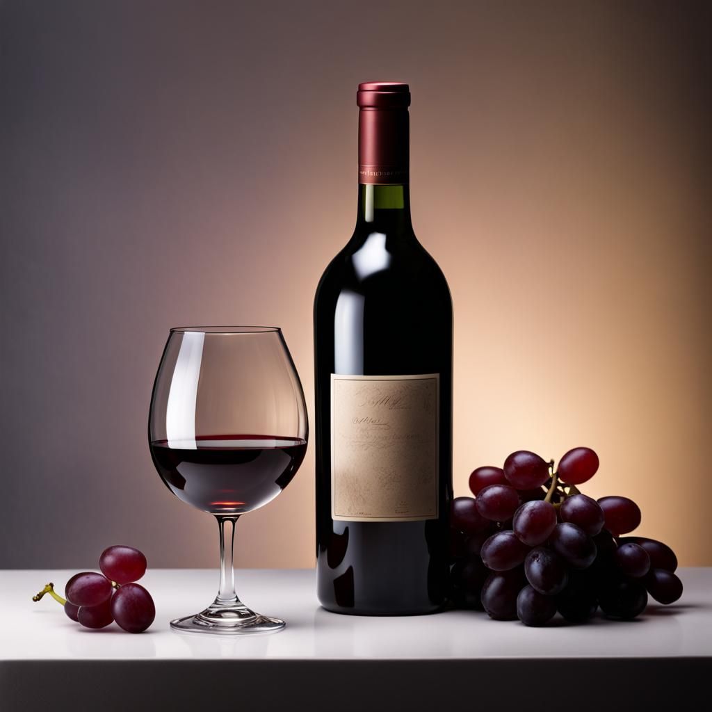 Wine Bottle and Glass Product Photo in Studio Lighting