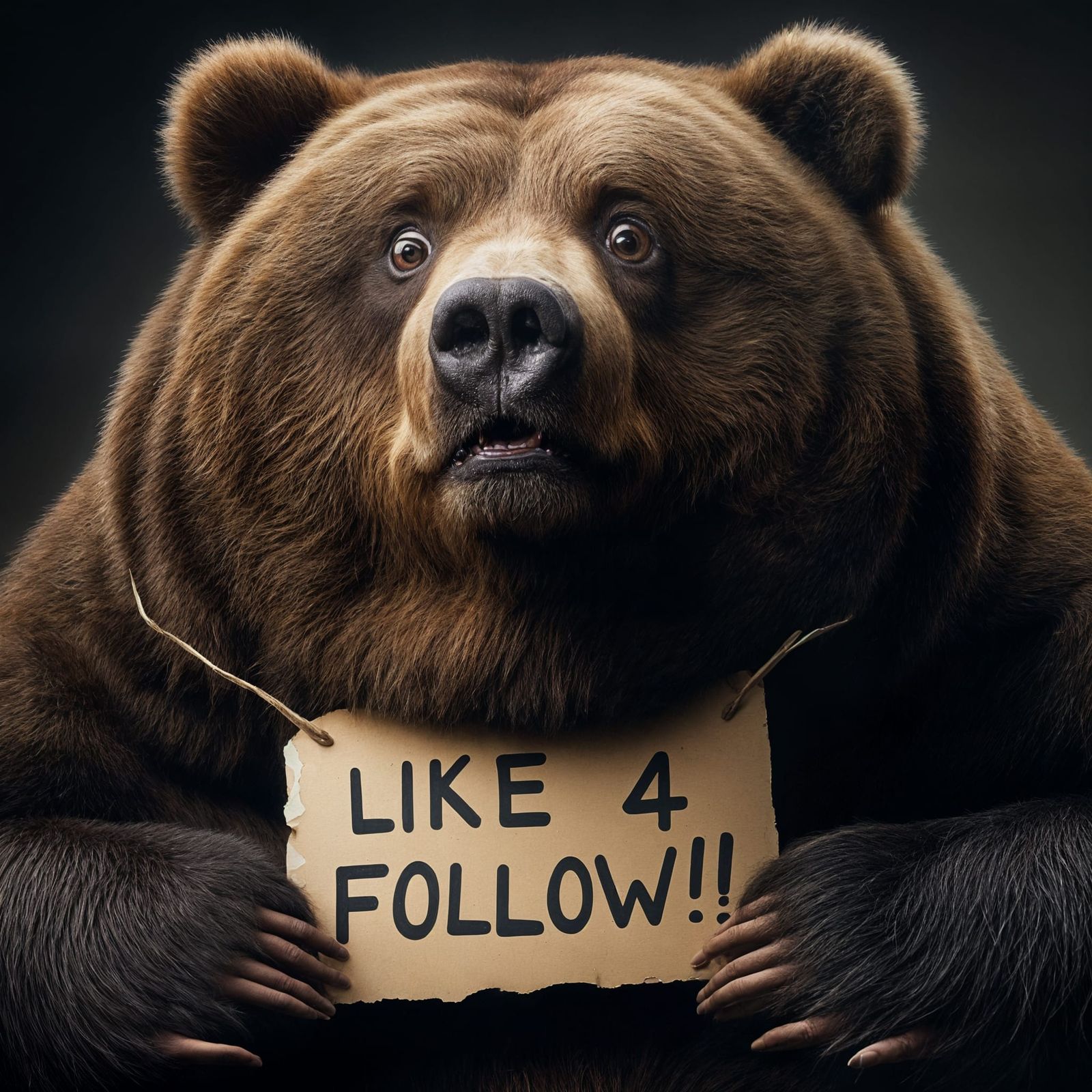 Surprised Kodiak Bear in Dark Surroundings