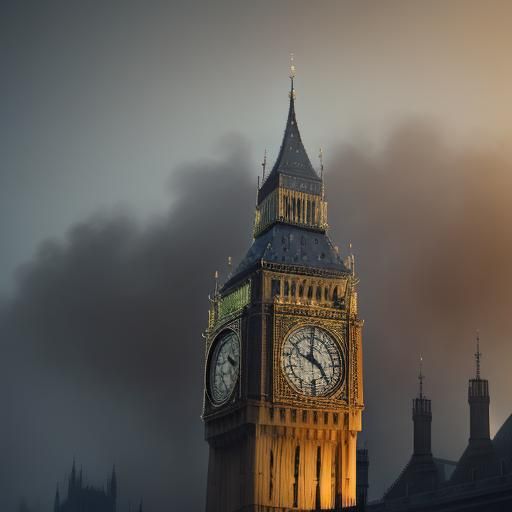 Nostalgic London Scene in Watercolor-Inspired Digital Art