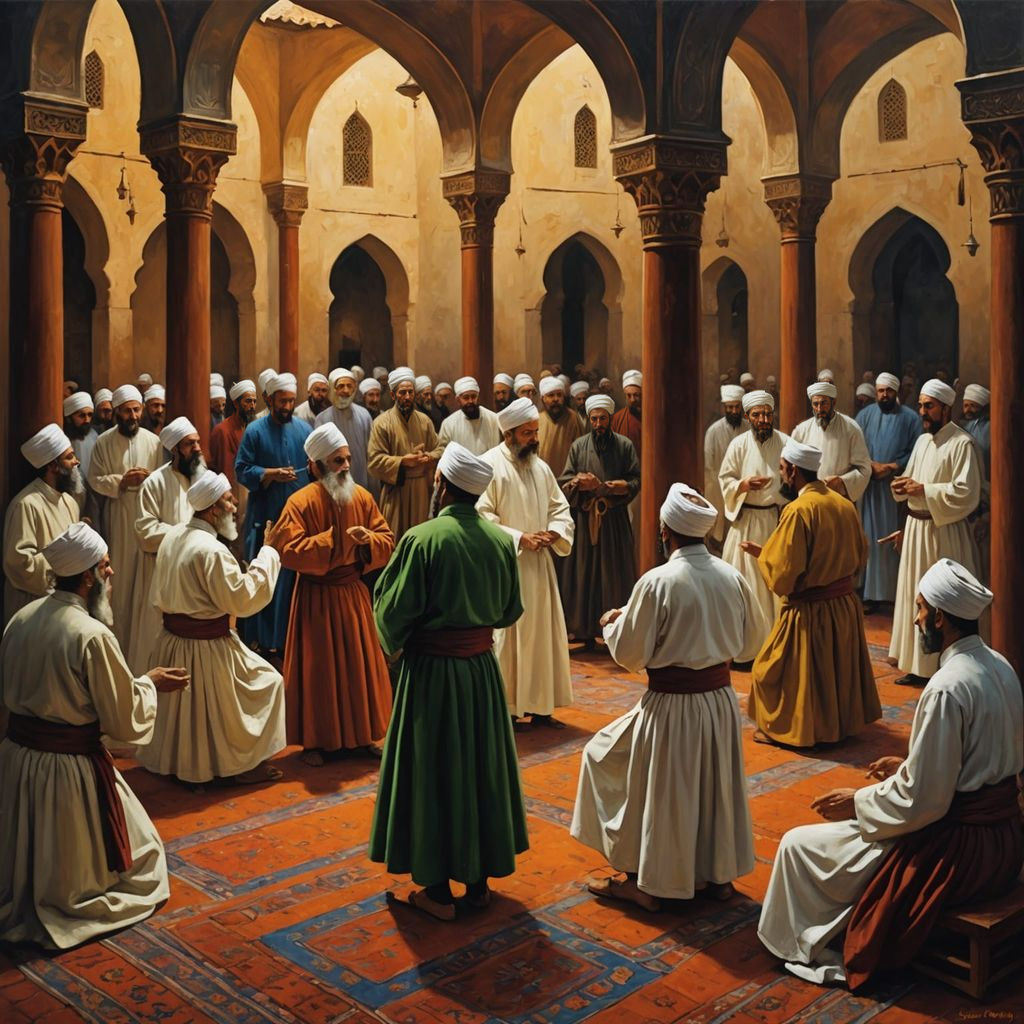 Dervishes Chanting in Oil Painting Style