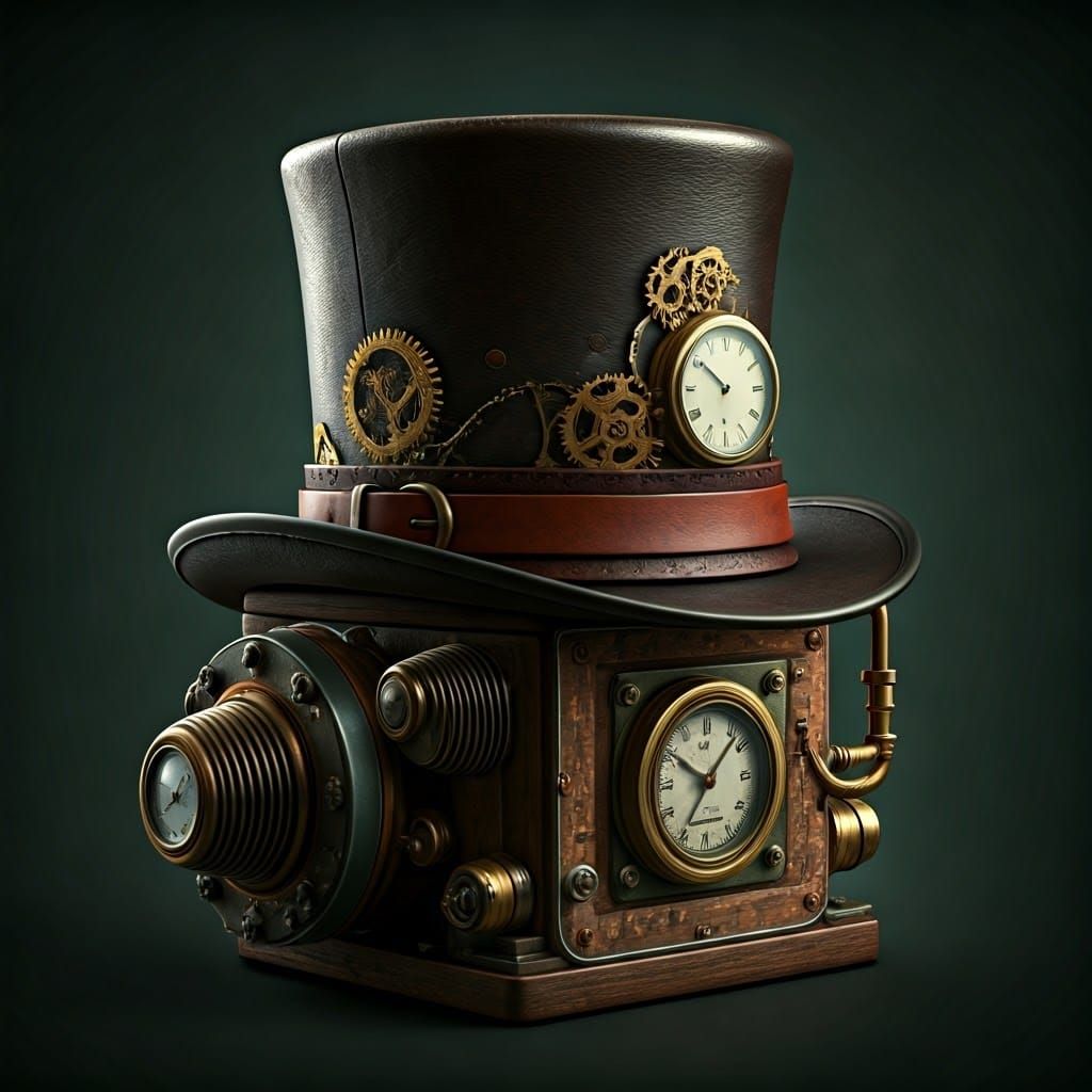Steampunk Top Hat on Steam Engine