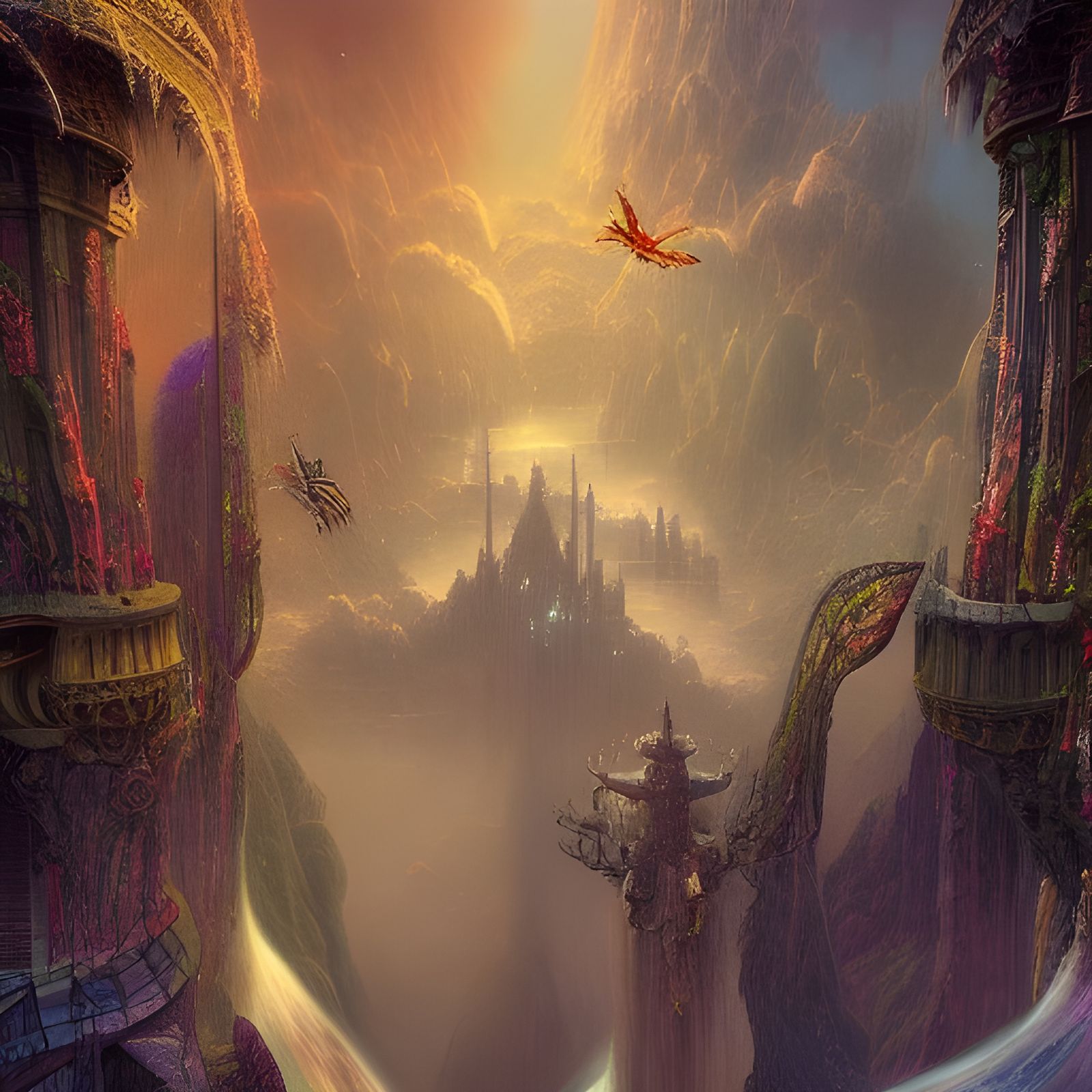 Fantastical Pinnacle City: A Neosurrealist Masterpiece