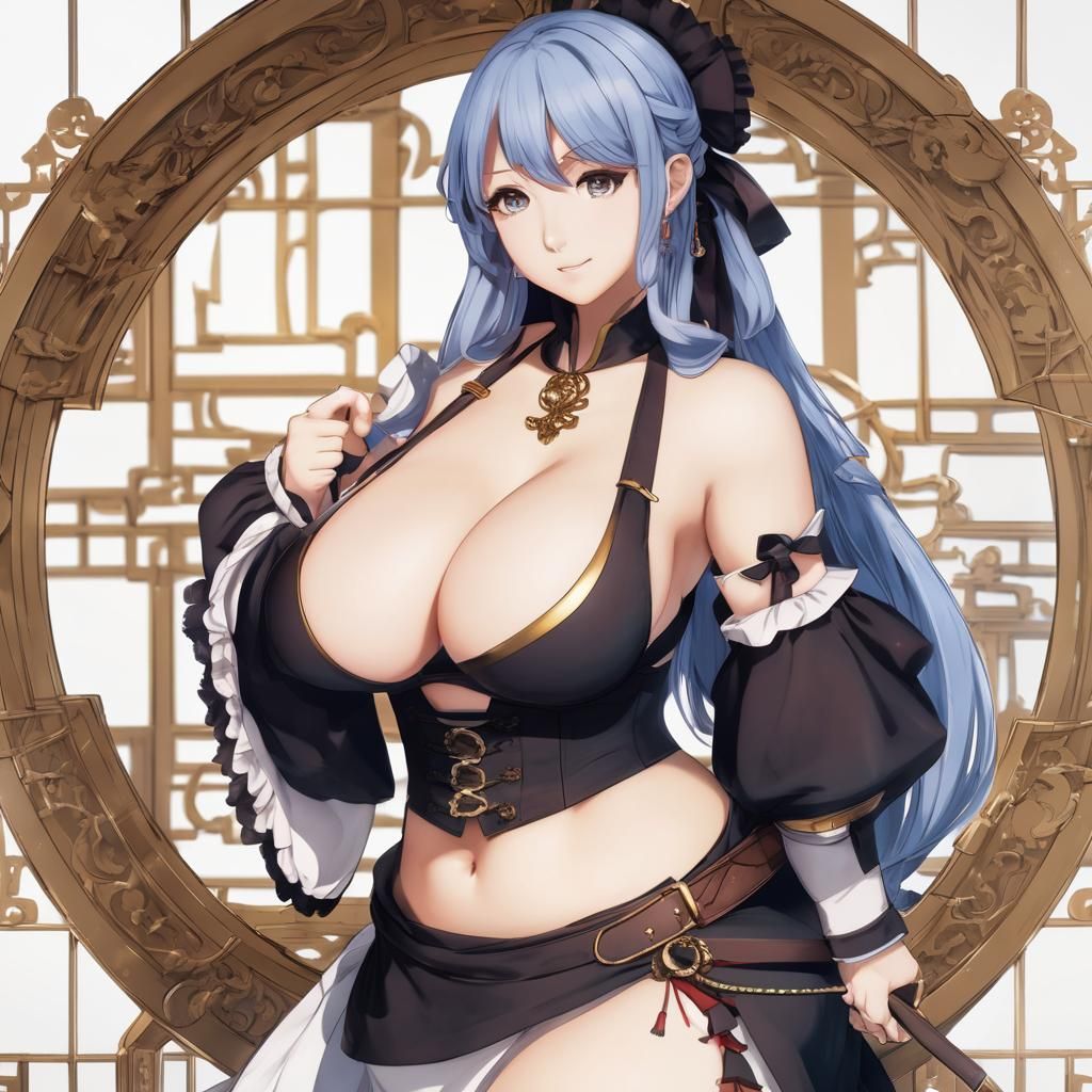 Curvy Fantasy Woman in Anime Style