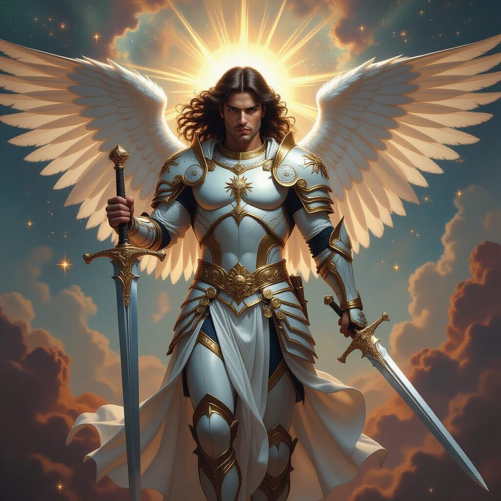 Archangel Michael in Divine Armor with God's Sword