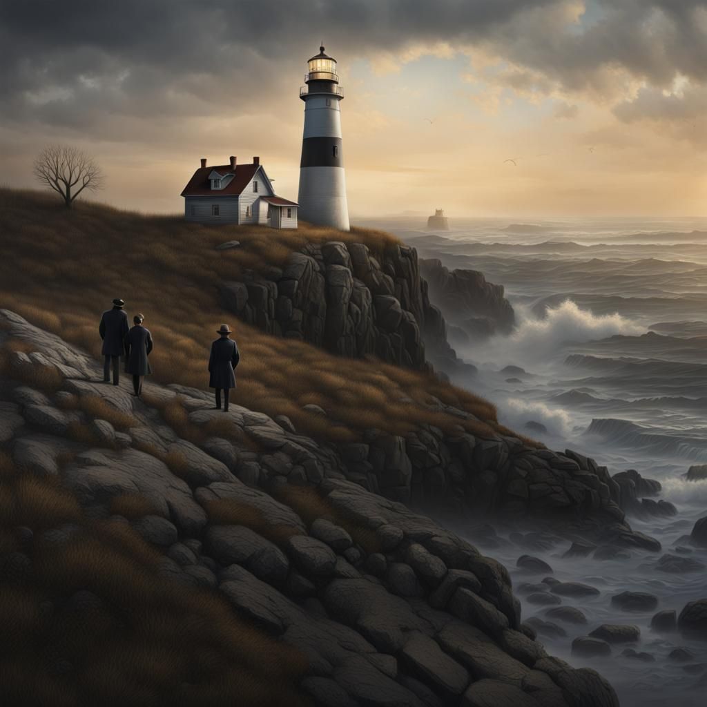 Hyperrealistic Lighthouse Scene in Detective Style