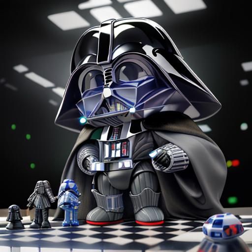 Darth Vader Bobblehead Chess Match: Sci-Fi Photography