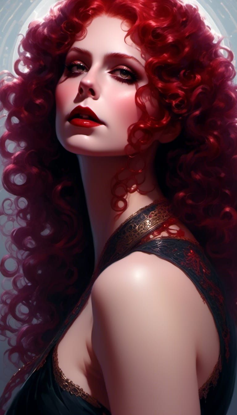 Victorian Vampire Portrait with Red Hair