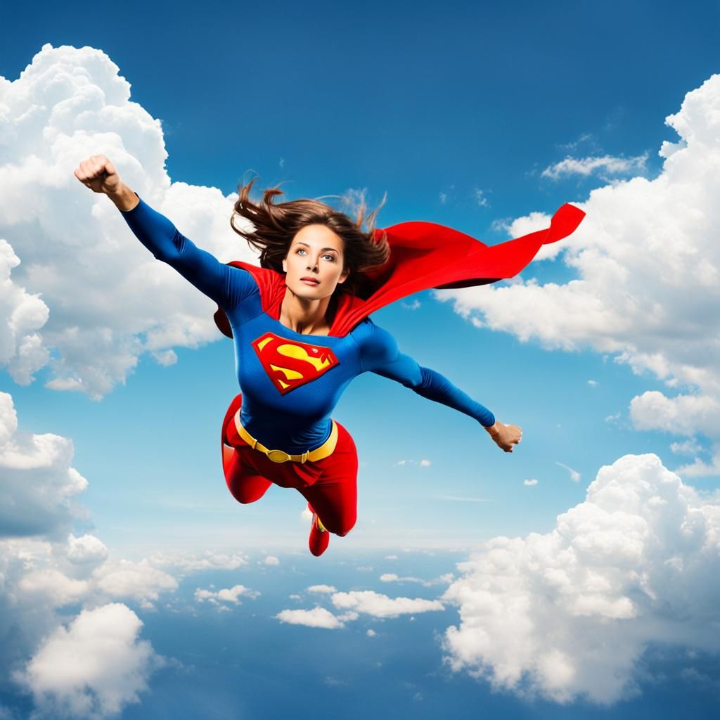 Super Woman Flying in the Sky