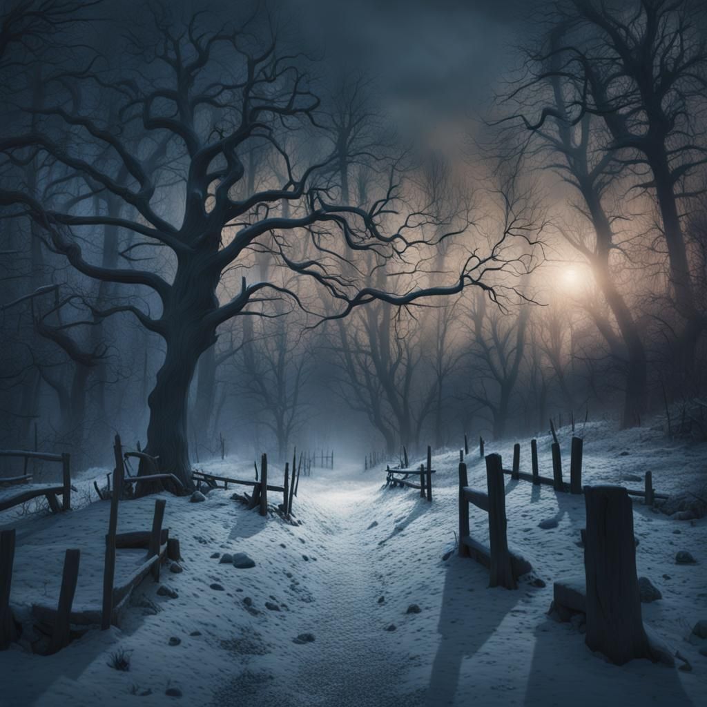 Creepy Western Woods of Sleepy Hollow in Winter