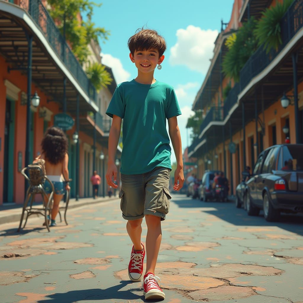 Boy on Bourbon Street: Matte Painting in Deep Colors