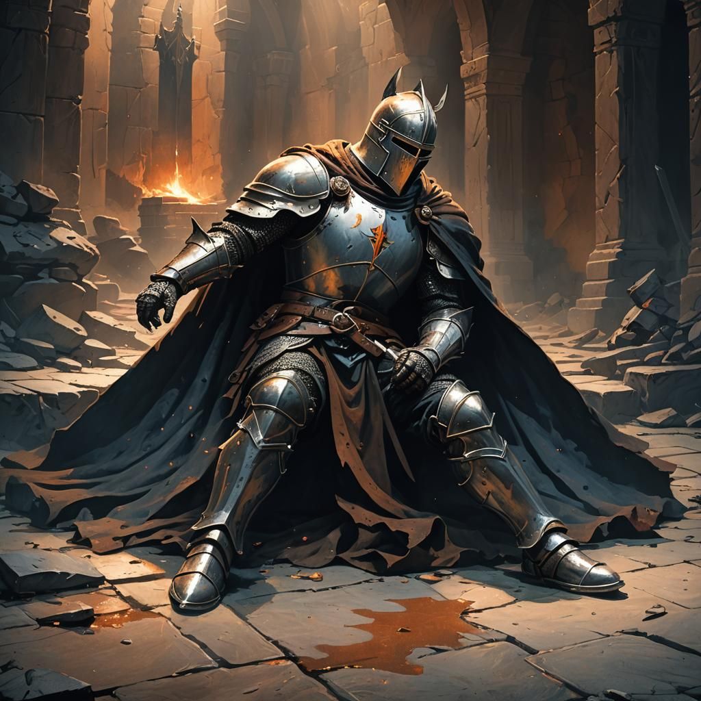 Fallen Knight in Dark Fantasy Illustration