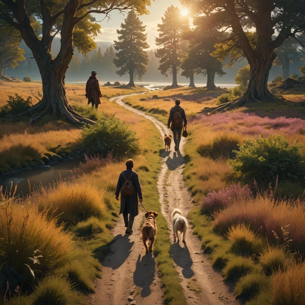 Golden Hour Walk to Dense Woods: Digital Matte Painting