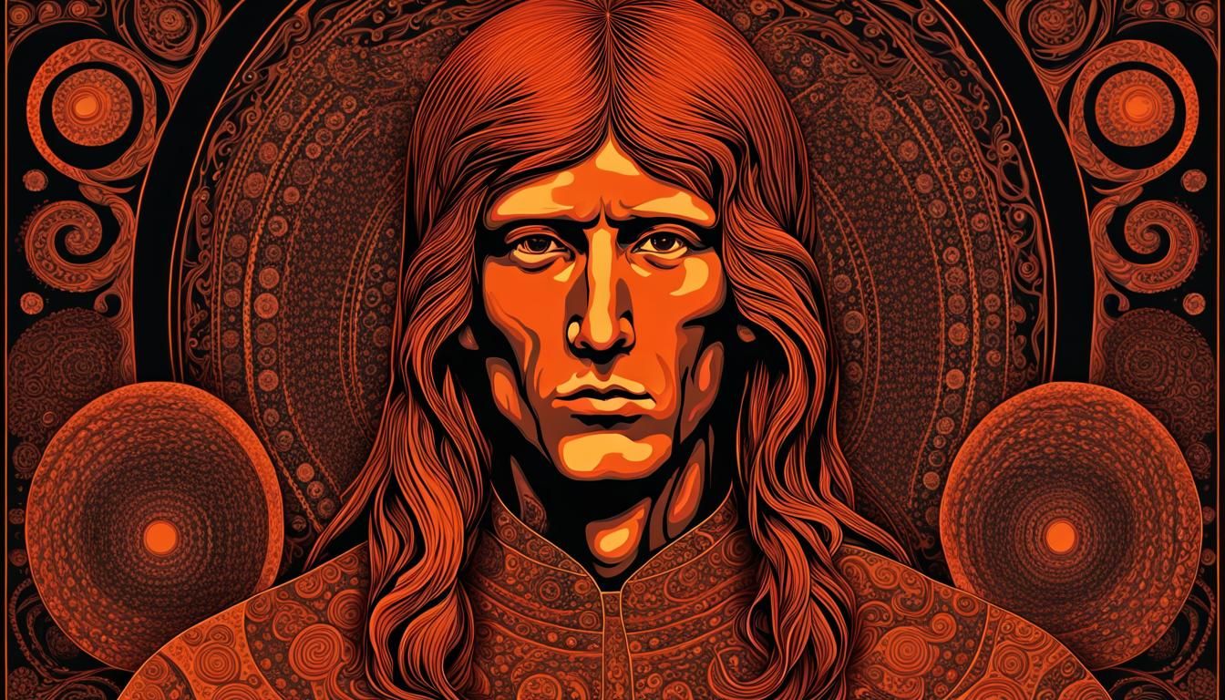 Psychedelic Fractal Pixel Art in Redware Tones